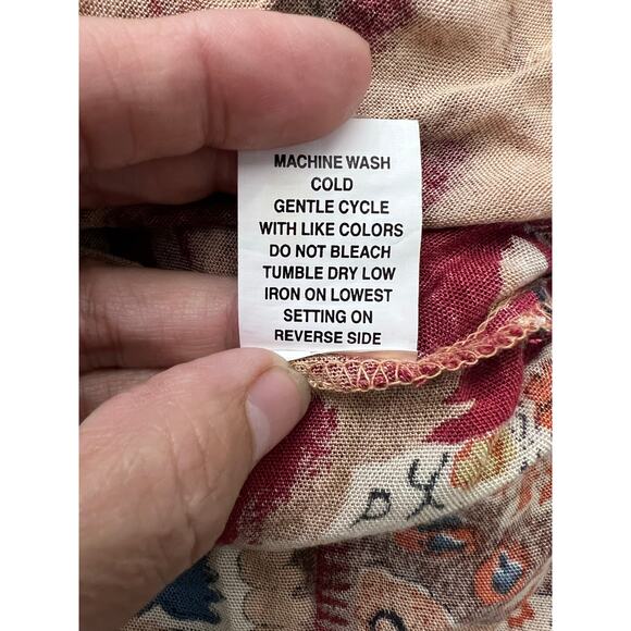 Elementz Smocked Maxi Dress Sz PL Fall Color Print Sleeveless Festival Boho - Picture 5 of 5